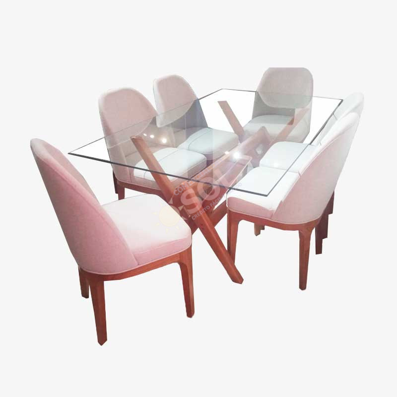 comedor con tope en cristal crema